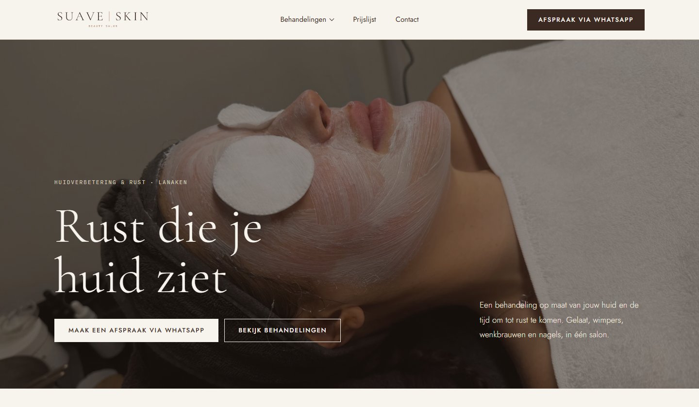 Website van schoonheidssalon Suave Skin in Lanaken