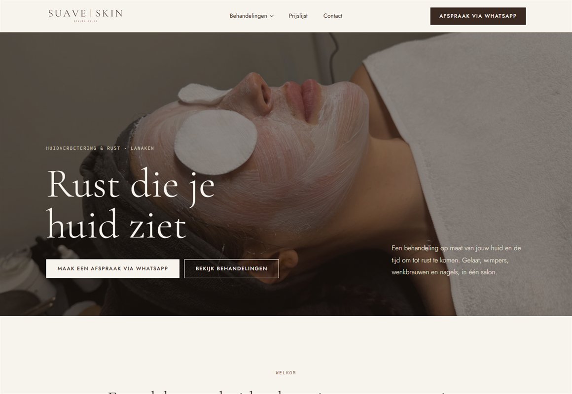 Website van schoonheidssalon Suave Skin in Lanaken
